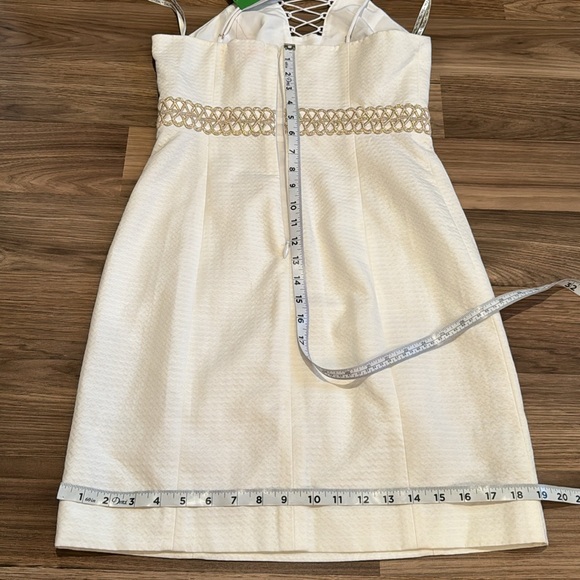 Lilly Pulitzer Trista Resort White Gold Lined Shift Sheath Dress 6 Zip Up NWT - Picture 15 of 17